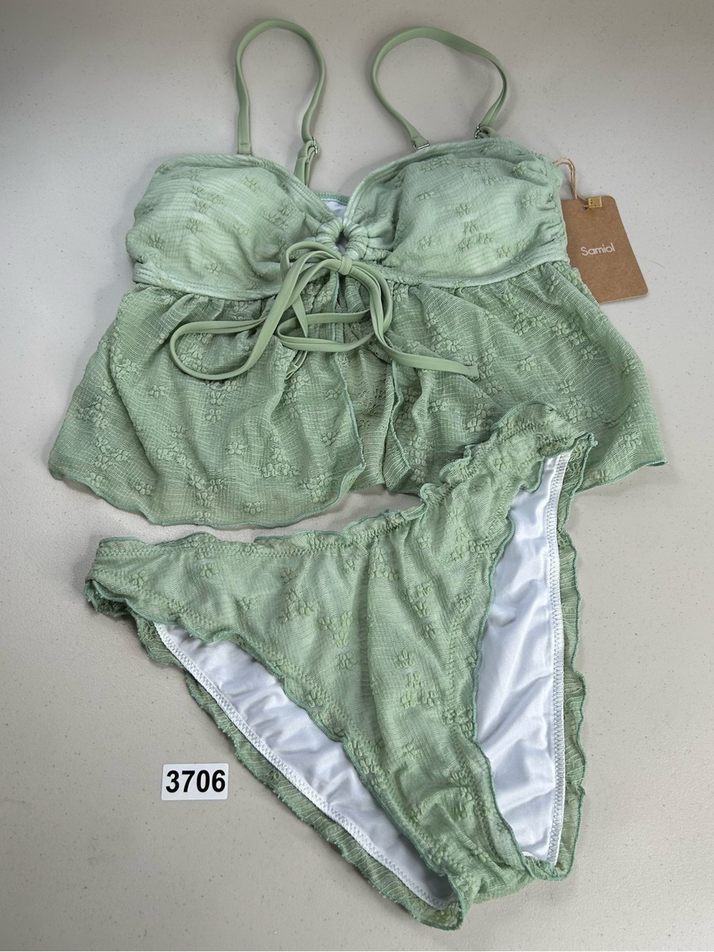 Samiol Tankini Bikini Set Medium Green New